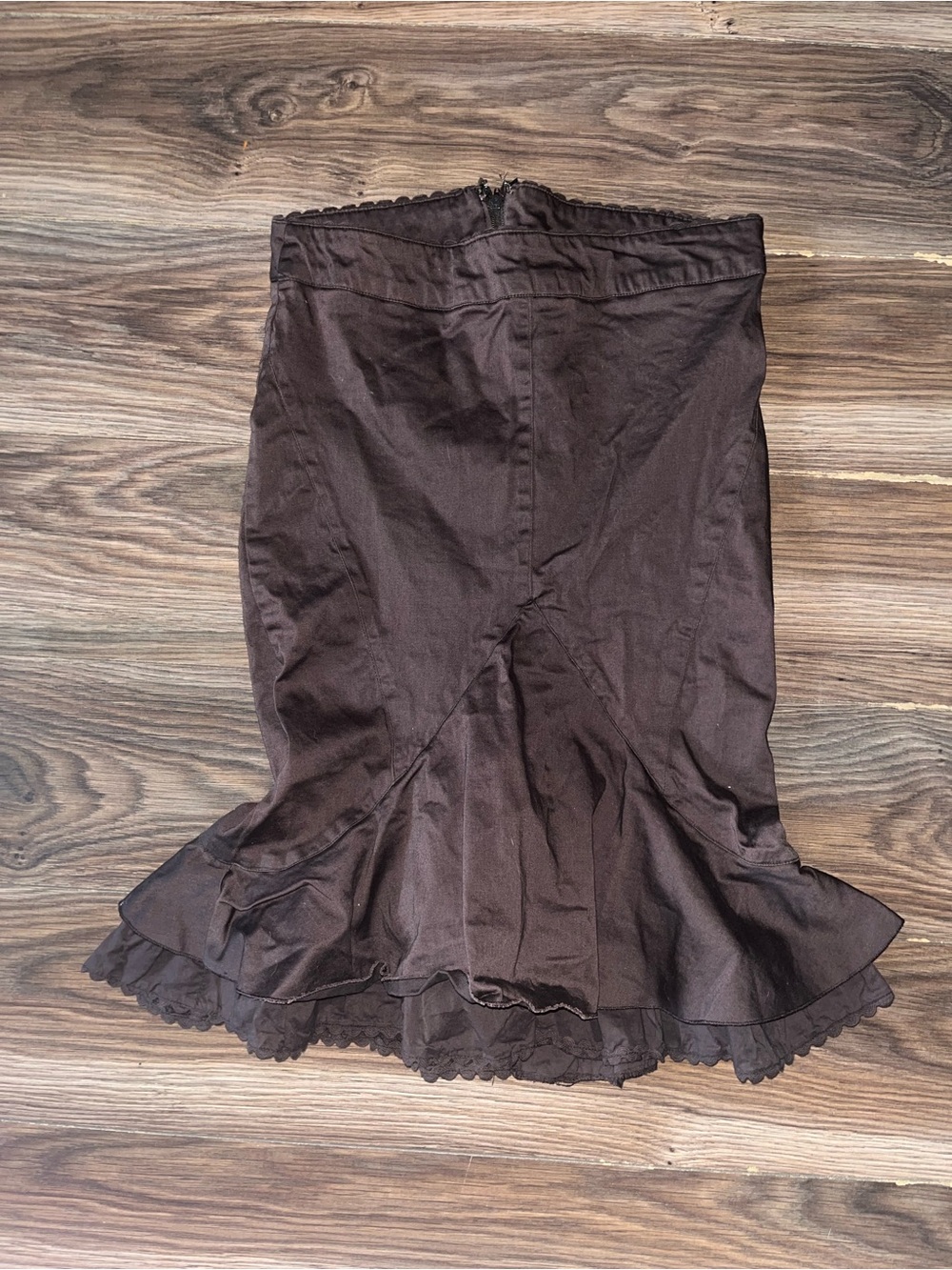 Women's Brown Flounced Midi Skirt